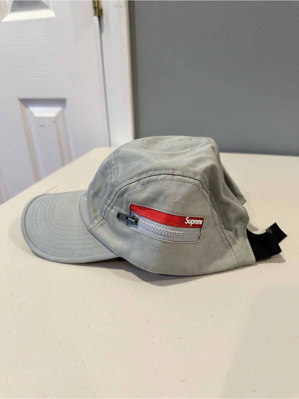 Supreme 5 Panel SnapBack Zip Pocket Camp Cap in ‘Mint'